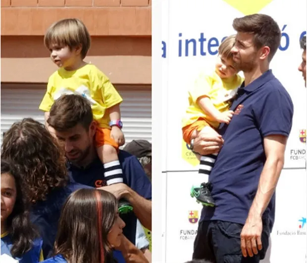 Piqué 'vã mồ hôi' chăm con tại sự kiện của Barcelona - Bóng Đá