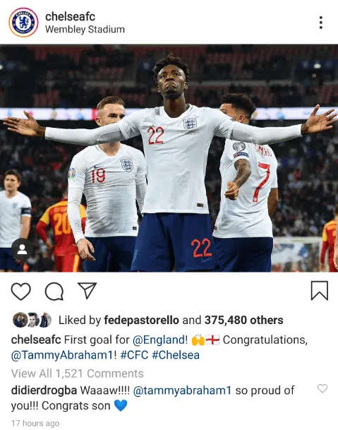 Didier Drogba sends class message to Tammy Abraham after maiden England goal - Bóng Đá