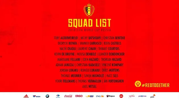 CHÍNH THỨC: Bỉ công bố danh sách 23 cầu thủ - Bóng Đá