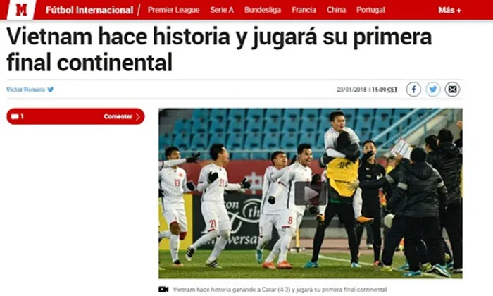 Báo thể thao nhiều người đọc nhất Tây Ban Nha ngợi ca U23 Việt Nam - Bóng Đá