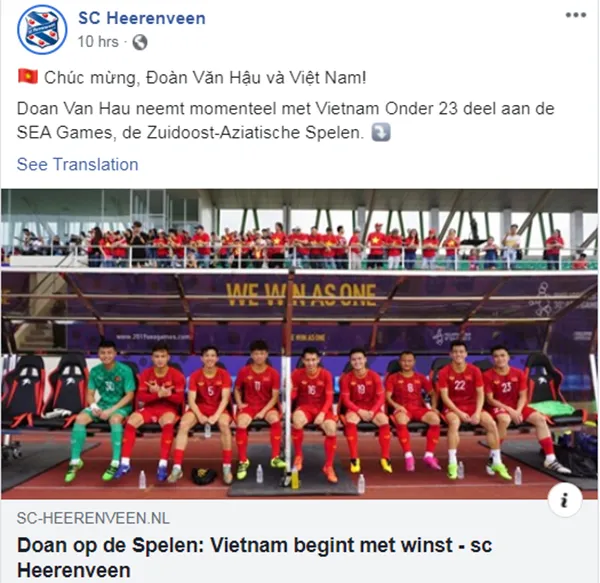 SC Heerenveen gửi thông điệp đến Đoàn Văn Hậu sau chiến thắng đậm của U22 Việt Nam - Bóng Đá