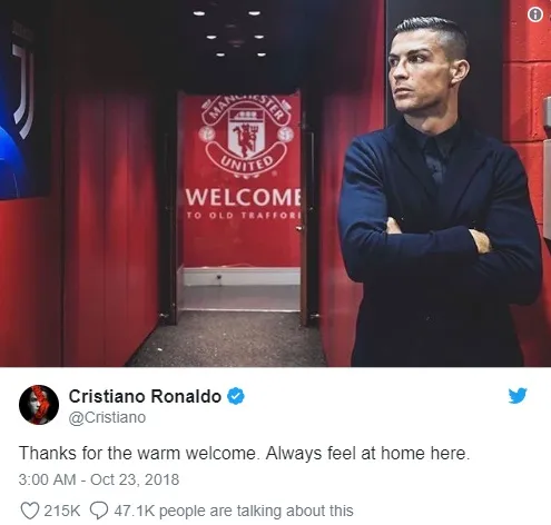 CĐV M.U tan chảy vì Ronaldo tweet về M,U - Bóng Đá