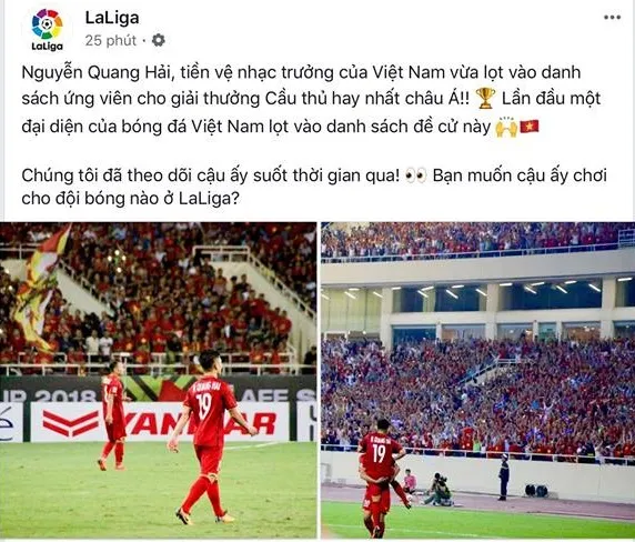 La Liga đưa tin Quang Hải - Bóng Đá