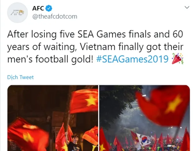 Twitter AFC đưa tin VN vô địch - Bóng Đá