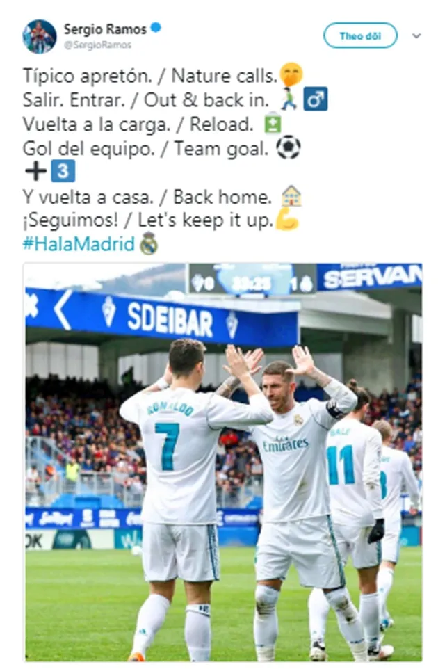 Khó đỡ với lý do Ramos “mất tích” 5 phút trận Eibar - Bóng Đá