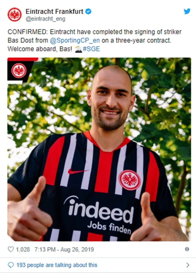 Dost completes €7m move to Eintracht Frankfurt from Sporting - Bóng Đá