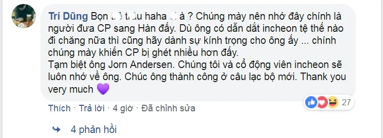 Incheon chia tay HLV Andersen, CĐV Việt Nam lên mạng cảm ơn - Bóng Đá