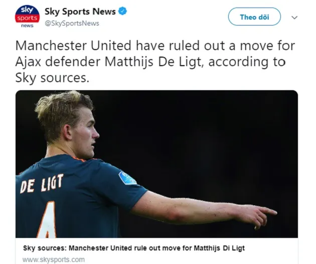NÓNG! Sky Sports chính thức xác nhận vụ Man Utd - De Ligt - Bóng Đá