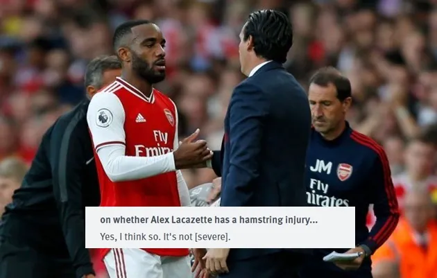 Emery on whether Alex Lacazette has a hamstring injury... - Bóng Đá
