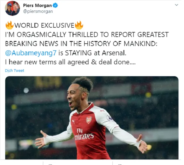 pierre-emerick aubameyang piers morgan - Bóng Đá