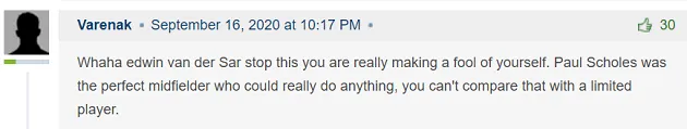 Phản ứng CĐV khi Van der Sar so sánh Van de Beek với Scholes - Bóng Đá