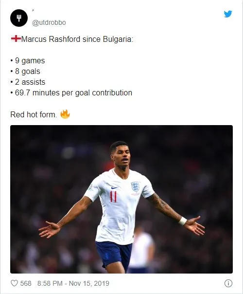 Manchester United: Fans praise Marcus Rashford after his goal for England - Bóng Đá