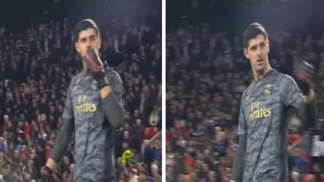 Courtois blows a kiss to the Valencia fans after Real Madrid equaliser - Bóng Đá