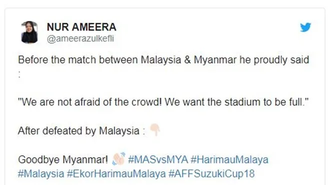 Vào bán kết cùng tuyển Việt Nam, CĐV Malaysia trêu chọc Myanmar - Bóng Đá