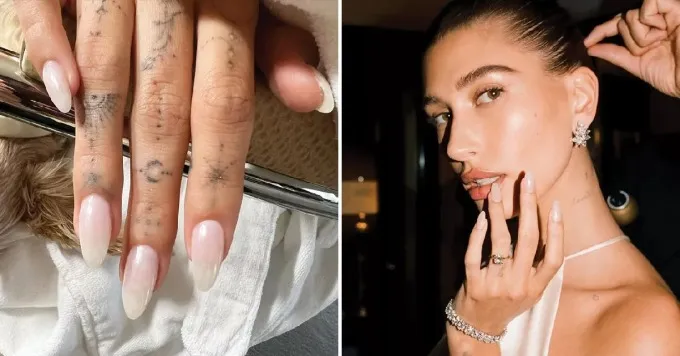 Mẫu nail Glazed donut từng gây sốt trước đây của Hailey Bieber.