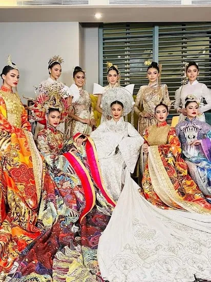 Khi vẻ đẹp của áo dài lên ngôi, Thùy Tiên và Top 10 Miss Grand Thái khiến  fan mãn nhãn vì màn trình diễn tuyệt sắc