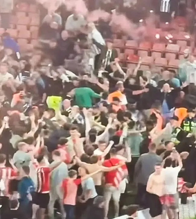 Major security breach at Southampton as West Brom stars swarmed by pitch invaders and flare thrown into away end - Bóng Đá