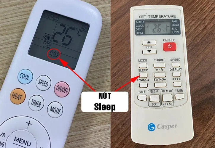 Khi nhấn nút Sleep, thông thường sau 30 phút hoặc một tiếng, nhiệt độ sẽ tăng lên một độ, sau đó tiếp tục tăng lên 2 độ và duy trì mức nhiệt độ đó suốt đêm.