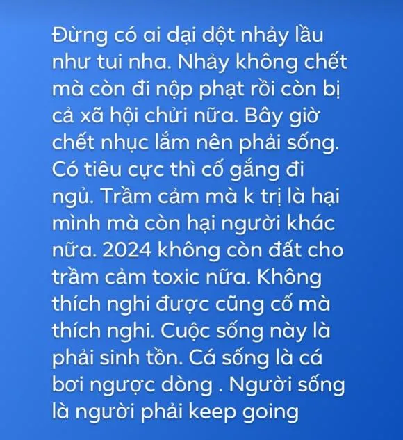 Mới đây, Nam Em cho biết bản thân đã từng nhảy lầu và đây cũng chính là lý do khiến cô phải nộp phạt: 