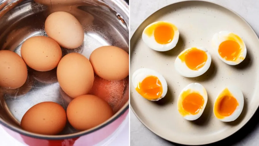 Để có món trứng lòng đào, bạn chỉ cần luộc trứng từ 4-8 phút.