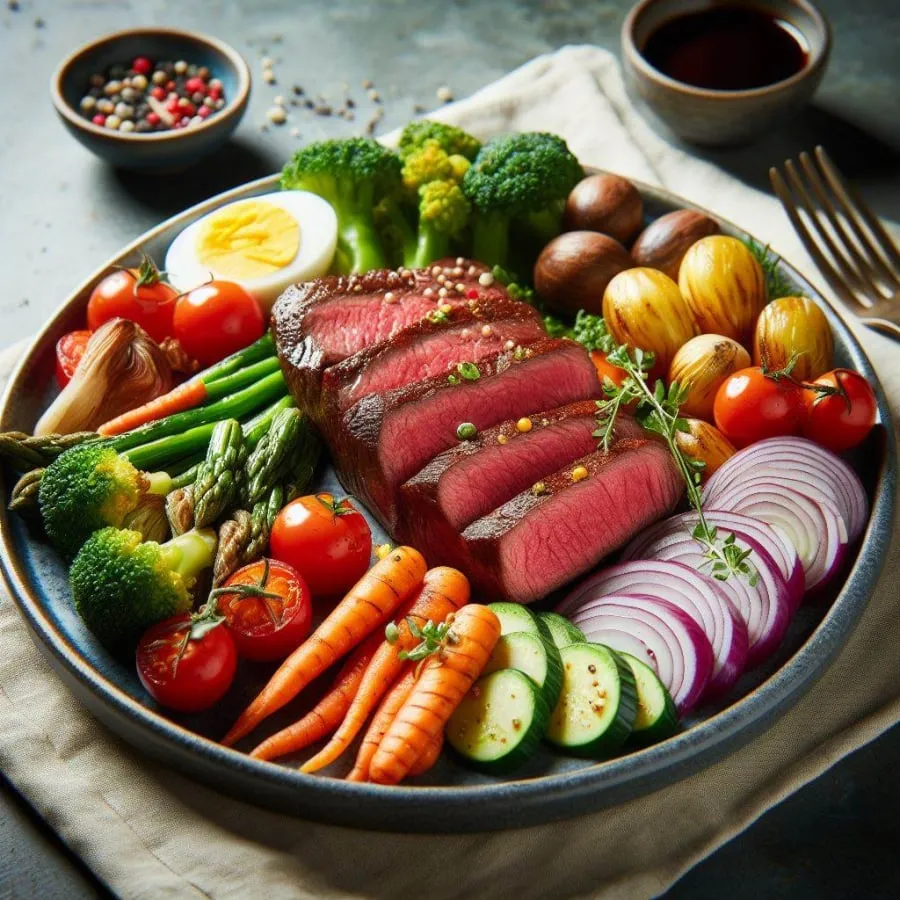 Bữa ăn nên kết hợp thịt đỏ với rau củ giàu chất chống oxy hóa