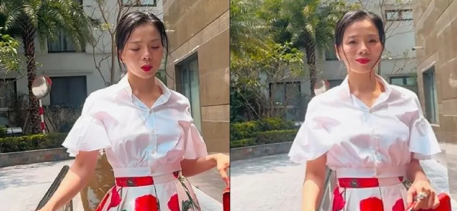 Lê Quyên đăng đoạn video ghi lại những thước phim khi cô diện bộ váy xòe yểu điệu.