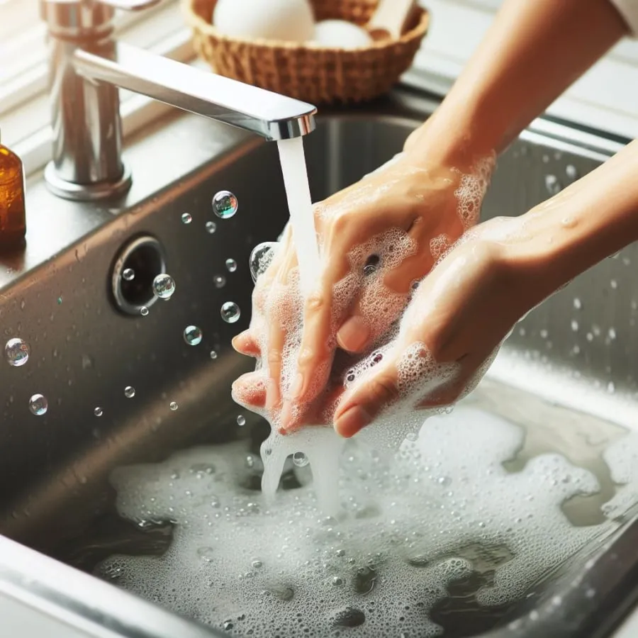 Rửa tay bằng nước ấm có thể giúp giảm bớt sự khó chịu do tiếp xúc với ớt