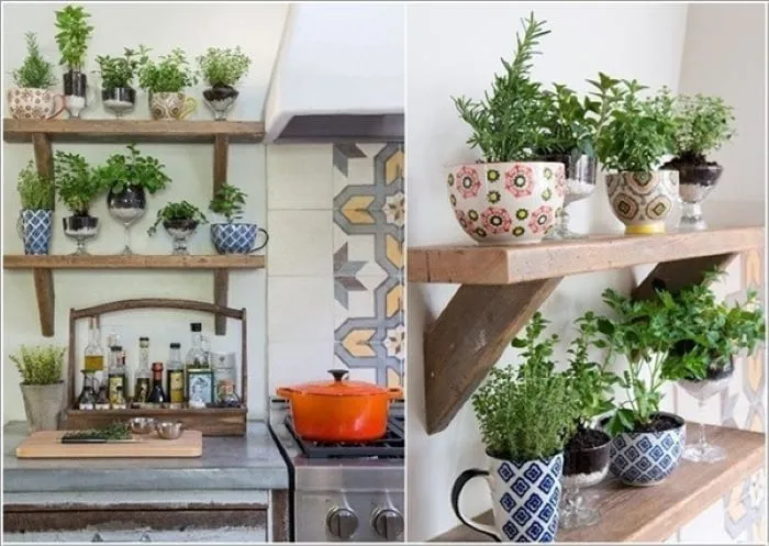 Phòng bếp được trồng những loại rau và các loại cây thảo mộc sẽ mang lại cho căn bếp ấm cũng và dễ chịu
