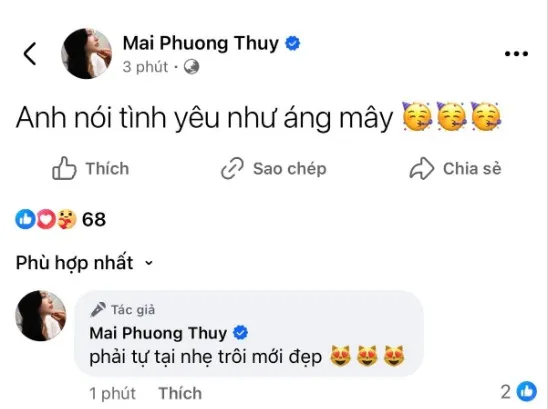 Mai Phương Thuý hiếm hoi nhắc đến chuyện yêu đương với bạn trai giấu mặt. 