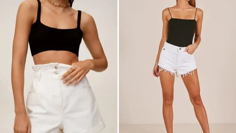 Áo 2 dây kết hợp cùng quần shorts gợi cảm