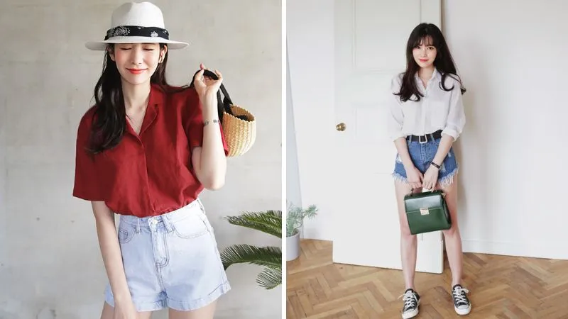 Áo sơ mi kết hợp với quần short cá tính, thời trang