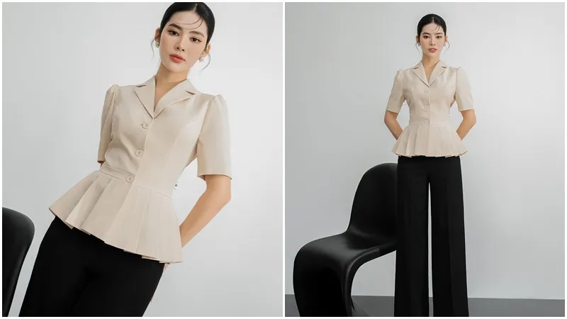 Áo vest lụa xếp ly