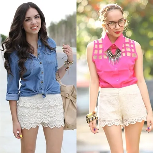 F5 phong cách hè với quần shorts ren đầy nữ tính