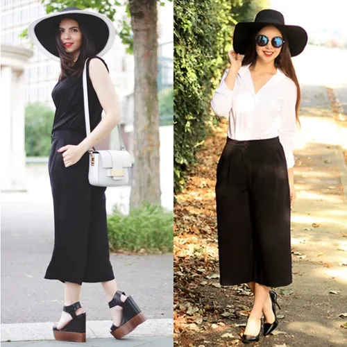 Nàng công sở sành điệu với quần culottes đen thời thượng