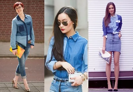 Thu phong cách với style denim chắp vá