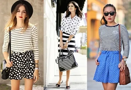 Mách bạn gái mix đồ chấm bi với họa tiết kẻ cực trendy