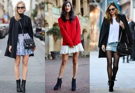 Cách kết hợp ankle boot với chân váy sành điệu