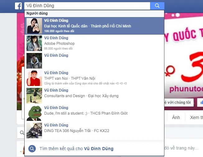 Tại sao hàng loạt hot Facebook bị đổi tên thành Vũ Đình Dũng?