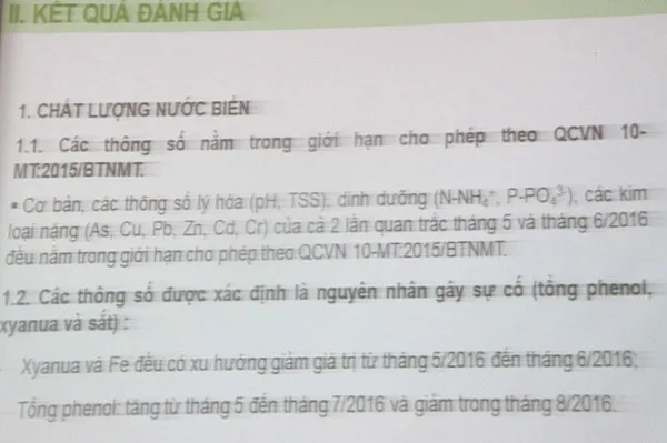 Đã biết kết quả công bố chất lượng nước biển 4 tỉnh miền Trung