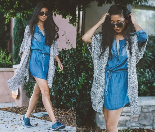 Cardigan dáng dài sành điệu cho ngày mưa ẩm ướt 