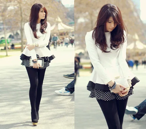 Che khuyết điểm vòng 2 hiệu quả với áo peplum mùa thu đông 2015