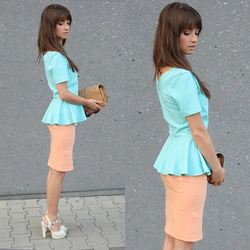 Che khuyết điểm vòng 2 hiệu quả với áo peplum mùa thu đông 2015