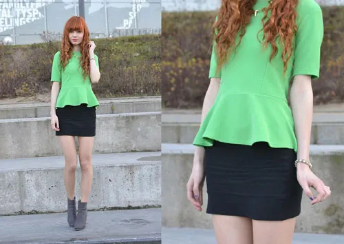 Che khuyết điểm vòng 2 hiệu quả với áo peplum mùa thu đông 2015