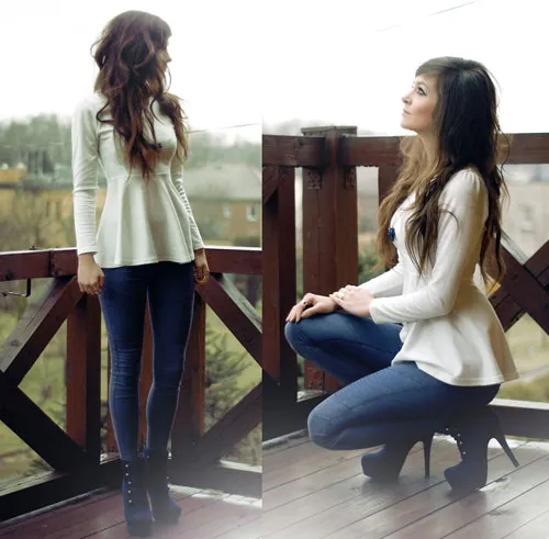 Che khuyết điểm vòng 2 hiệu quả với áo peplum mùa thu đông 2015