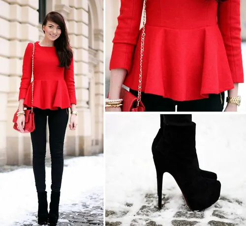 Che khuyết điểm vòng 2 hiệu quả với áo peplum mùa thu đông 2015