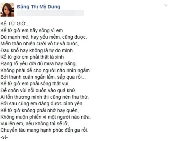 Midu chia sẻ những tâm trạng buồn trên trang cá nhân