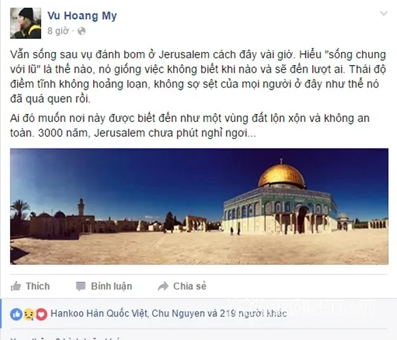 Á hậu Hoàng My thấy may mắn vì sống sót sau vụ nổ bom ở Israel