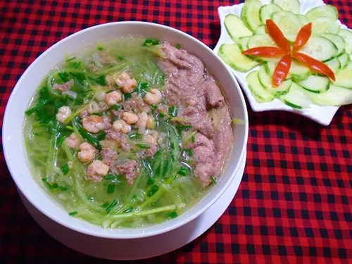 canh bầu nấu tôm