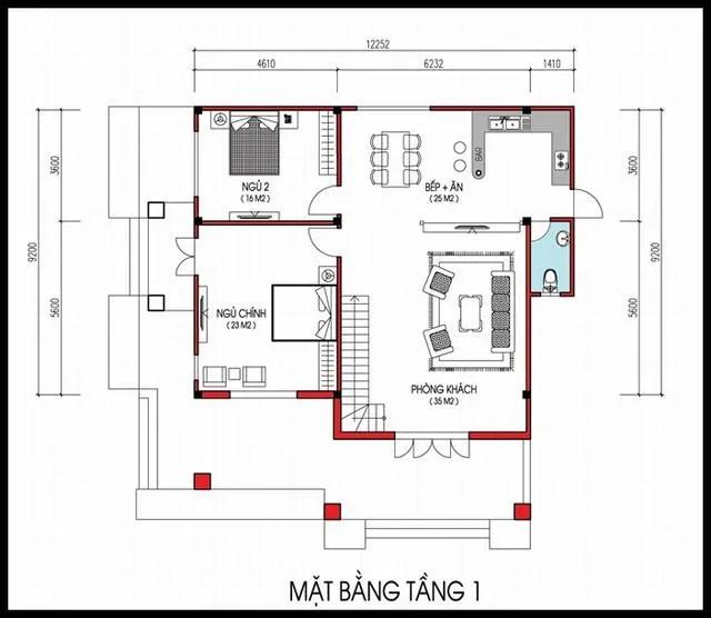 Xây nhà mái thái 2 tầng hiện đại, sang trọng với 600 triệu