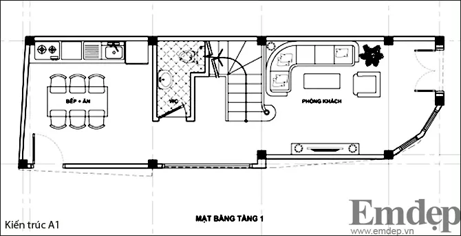 Xây nhà phố 2 tầng rưỡi hiện đại chi phí 480 triệu đồng